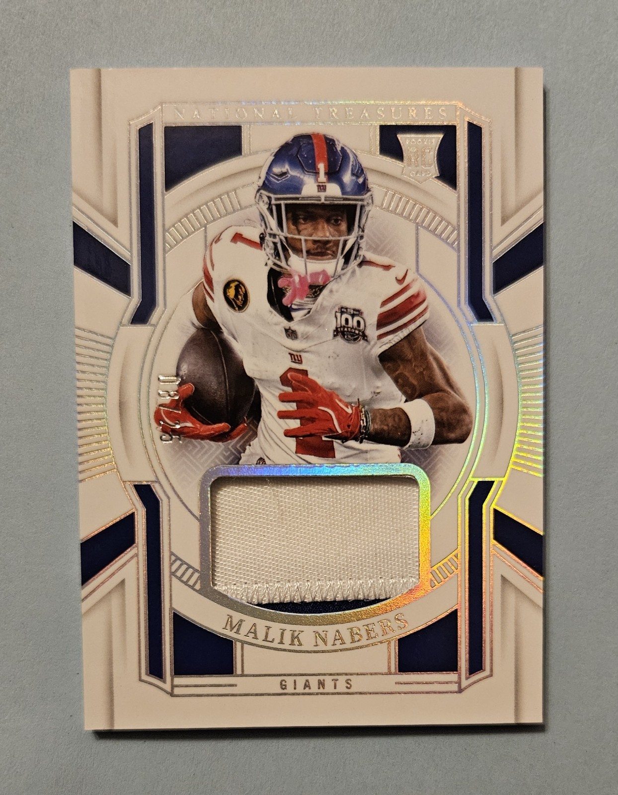 Malik Nabers Panini National Treasures Franchise Treasures Relics #MNS Prime Holo Gold