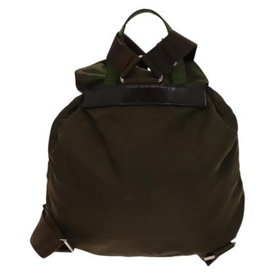 Prada Double Front Pocket Backpack Tessuto Khaki Nylon  display picture 3