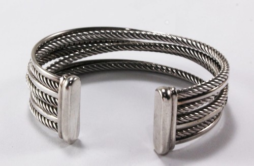 DAVID YURMAN CROSSOVER CABLE 925 STERLING SILVER 14K GOLD DIAMOND CUFF BRACELET - Picture 8 of 9