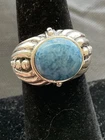 Vintage 925 Sterling Silver Blue Larimar Gemstone Dome Ring Size 7