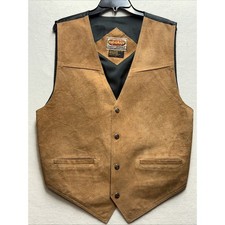 Paragraff Suede Leather Vest Men's Size L Tan Buttons Western Classic Materials