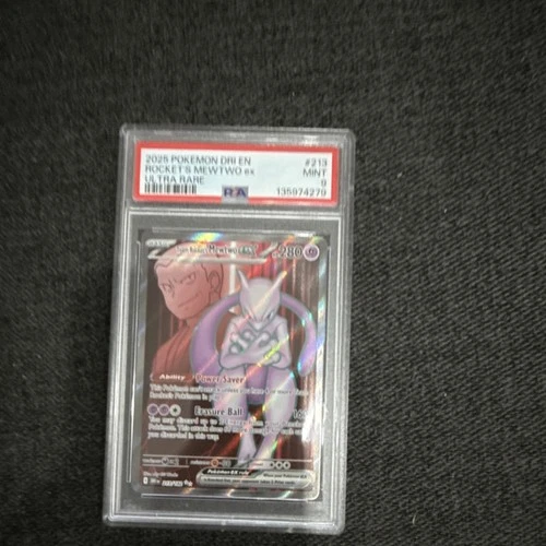 Pokémon Team Rocket's Mewtwo ex 2025 213 Ultra Rare Holo EX PSA 10