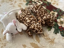 Lot of 3 Ty Beanie Babies Freckles the Spotted Leopard (2) and Flip the Cat