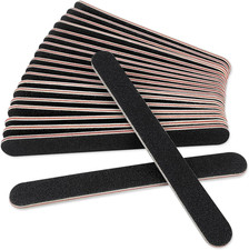 20 Pack 100/180 Grit Nail Files, Black Professional Reusable Emery Boards Nail F