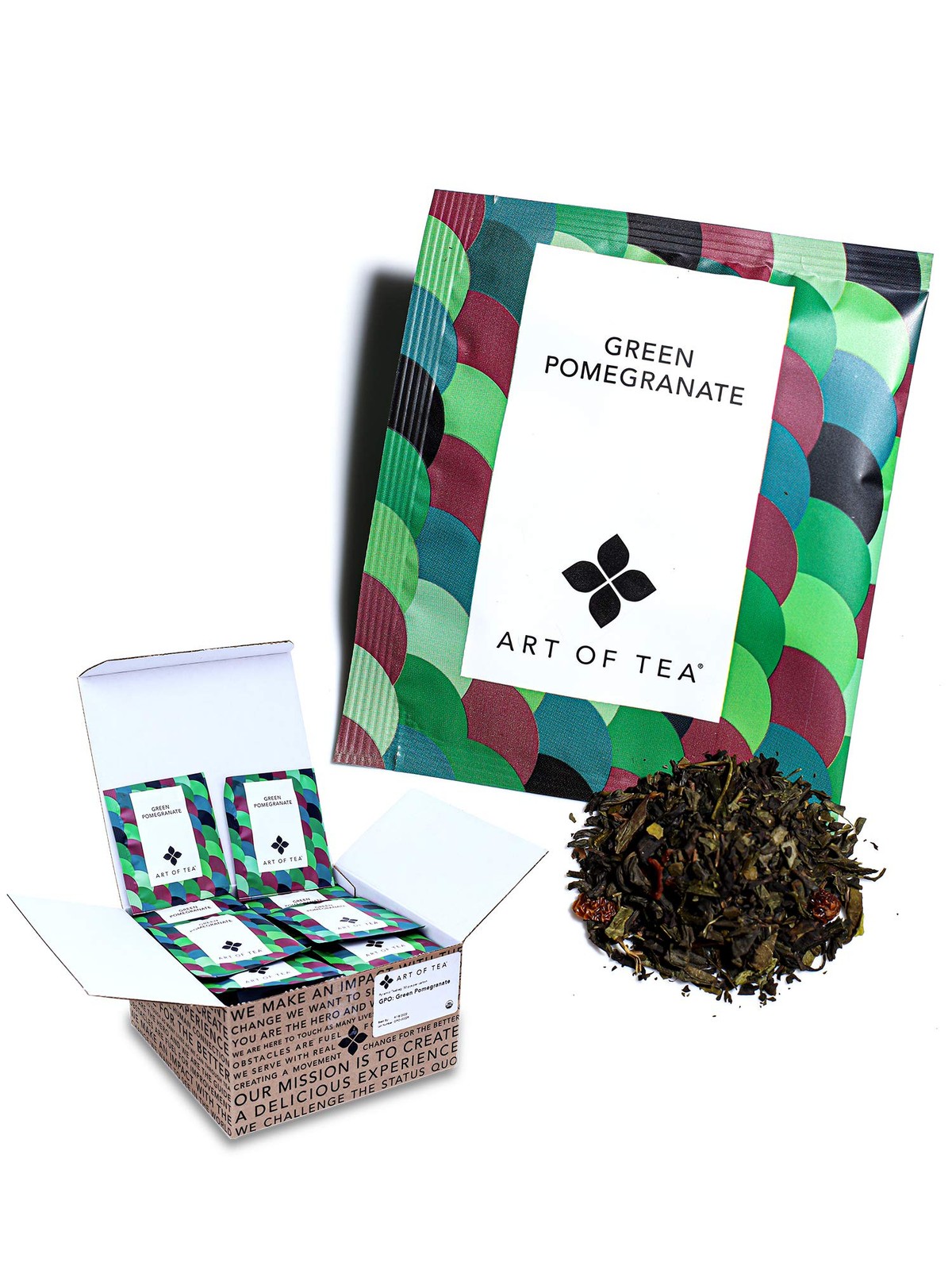 | Organic Green Pomegranate Tea| 50 Eco Friendly Pyramid Tea