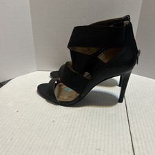 BCBG Paris Women's 4  heel Black Elastic Strap Heels Open Toe  