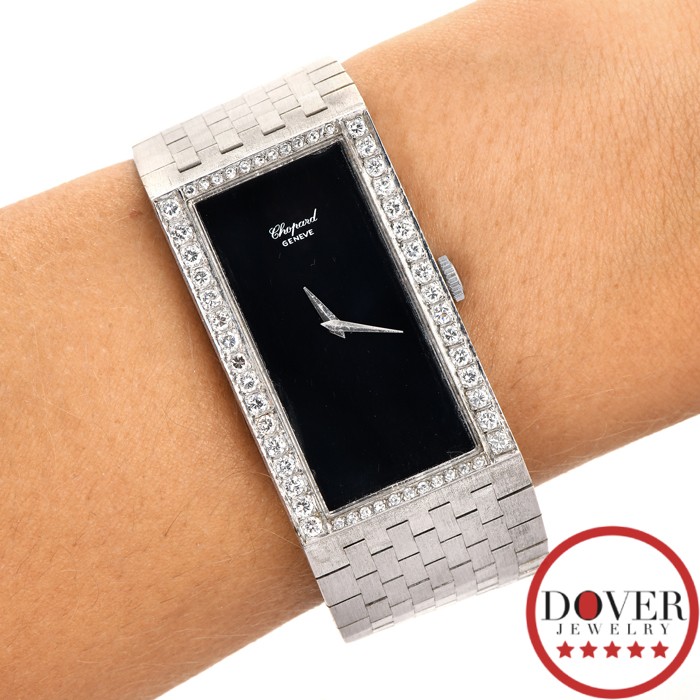 Chopard Diamond Onyx 18K Gold Rectangular Vintage… - image 7