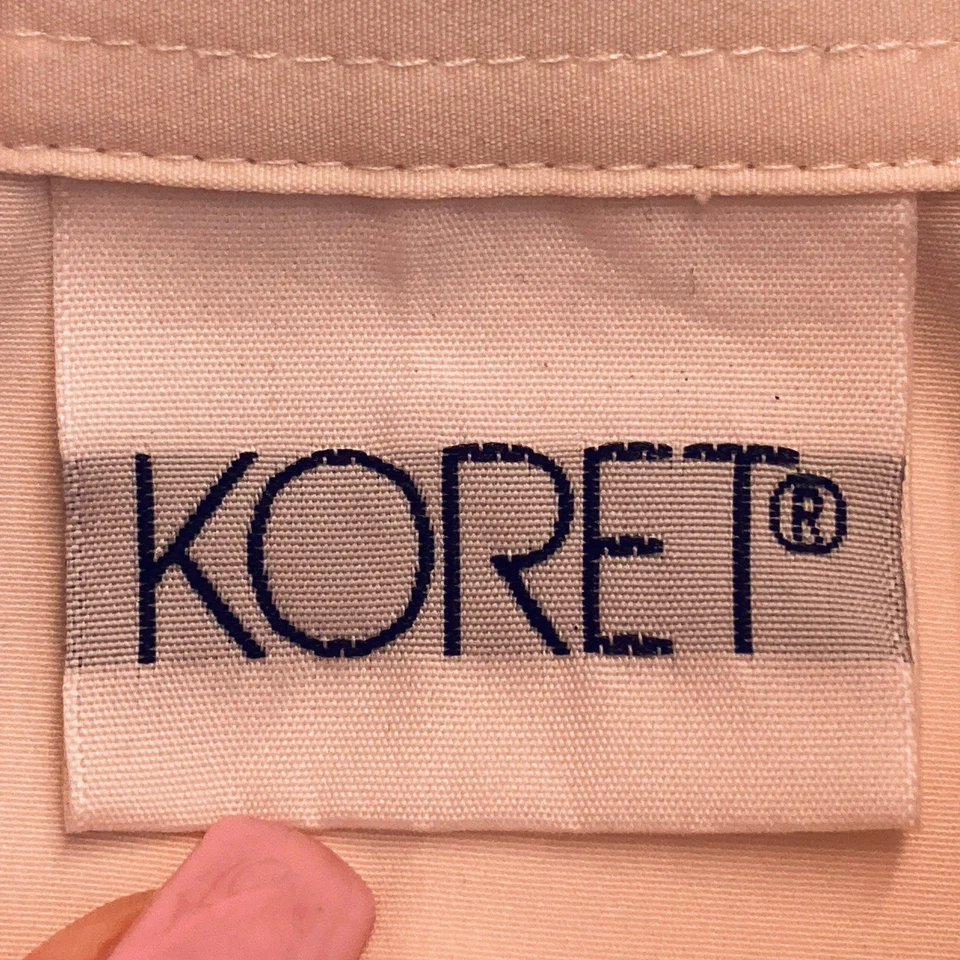 Blusa vintage Koret para mujer blanca talla 8 21x25 marrón bordado transparente Foto 3 de 4