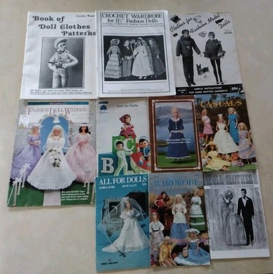 Vintage Crochet World McCalls Doll Fashion Bride + Clothes Patterns Booklets lot