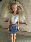 1991 Mattel Barbie Doll Fashion Fever ? Stotic Face Denim Skirt Silver Top  — photo 1