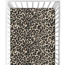 Baby Crib Sheets Brown Leopard Animal Print Mini Crib Sheets Fitted for Girls...