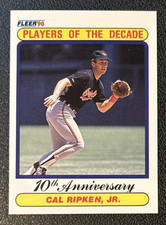 Cal Ripken Jr Players Of The Decade 10th Anniversary Fleer 1990 Baseball #624