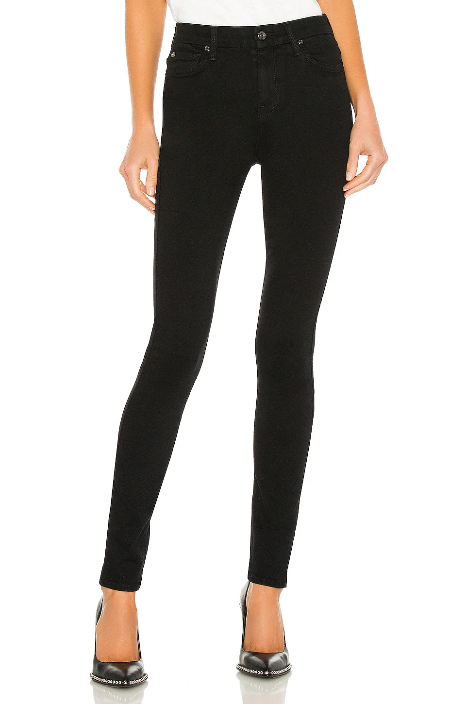 NWT 7 For All Mankind High Waist Super Skinny in b(air) Black Stretch Jeans 31