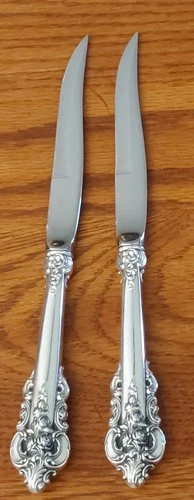 Grande Baroque by Wallace Sterling Silver Steak Knifes w/Bevel Original 9 3/8"