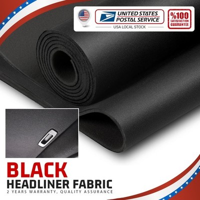 Black Headliner Fabric Foam Backed Flat Knit Match Car Roof Liner Sag Upholstery
