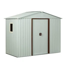 Outdoor Storage Shed Metal Garden Shed w/ Metal Foundation & Air Vent for Patio