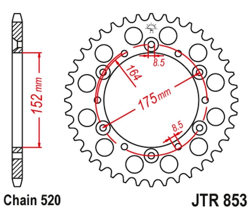 Pignon alu JT 856 46 dents haute précision pour Yamaha YZ et YZF vintage