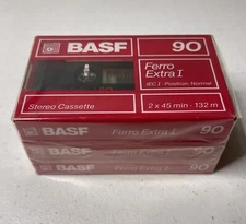 Lot of 3 BASF Ferro Extra I 90 Minute Blank Cassette Tape New Sealed Recordable