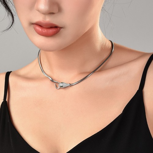Collana con strass girocollo catena testa di serpente collana da donna - Foto 7 di 8