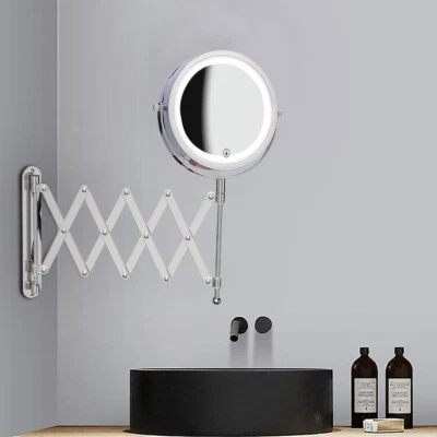 HOME-GARDEN-DECORATION 5X Magnification Wall Shaving Bathroom LED Magnifying Makeup Mirror Extending UK