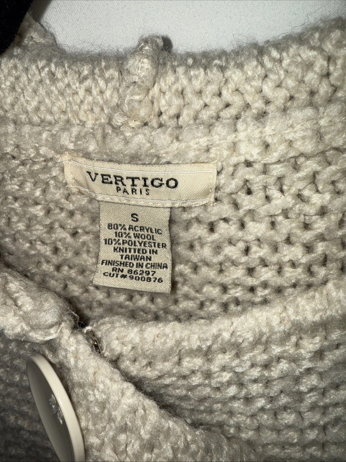 OFF WHITE Felpa con cappuccio Cream Vertigo Paris da donna chiusura a scatto con cappuccio e cavi Small