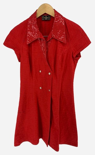 Authentic Vintage FENDI Zucca Dress Tops #44 Red D