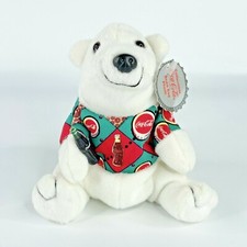 Coca-Cola Polar Bear in Argyle Shirt Plush Bean Bag with Tags 1997 0131 Coke