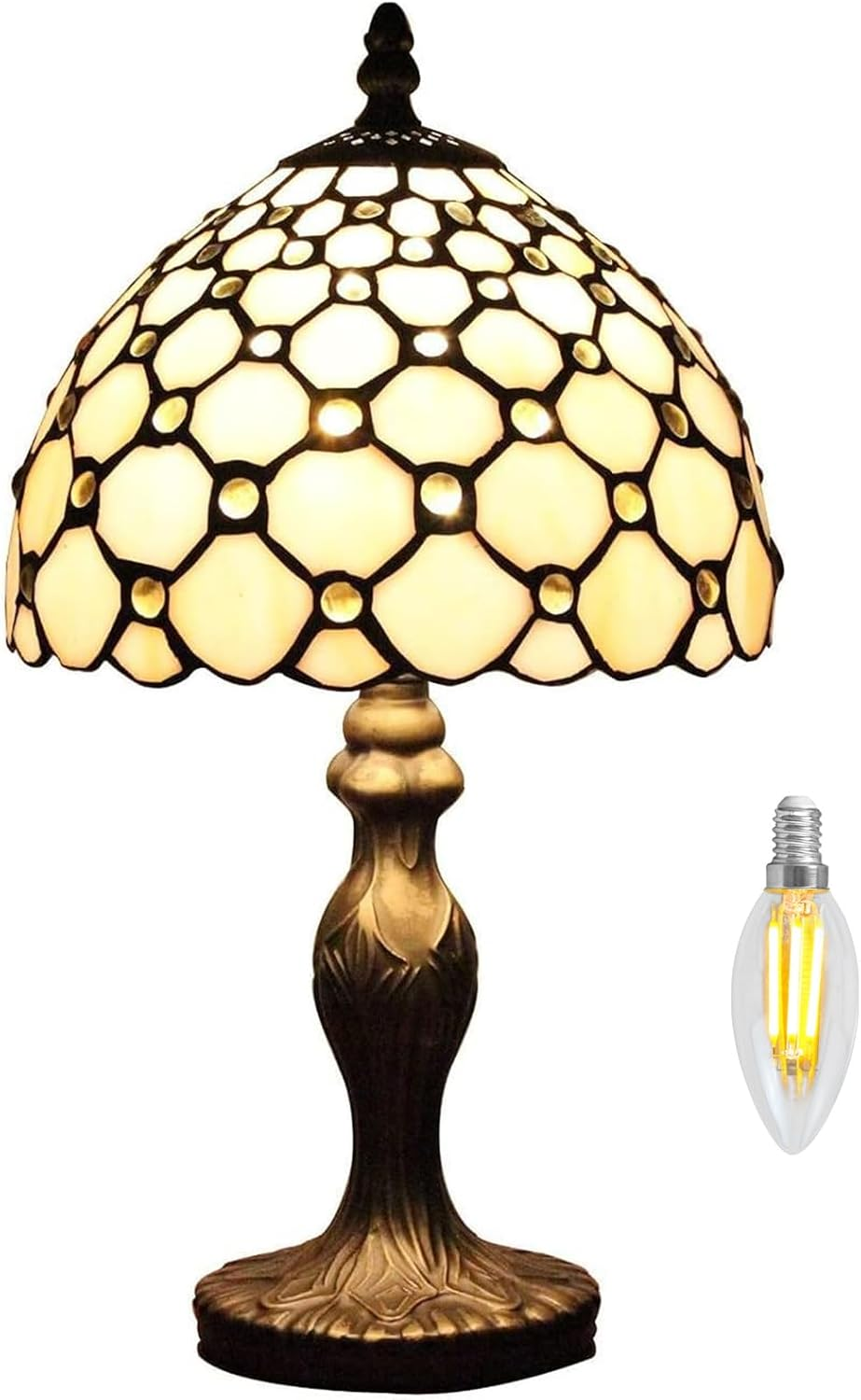 Table Lamp Tiffany Style 8 Inch Stained Glass Lampshades Small Bedside Lamp Read-image