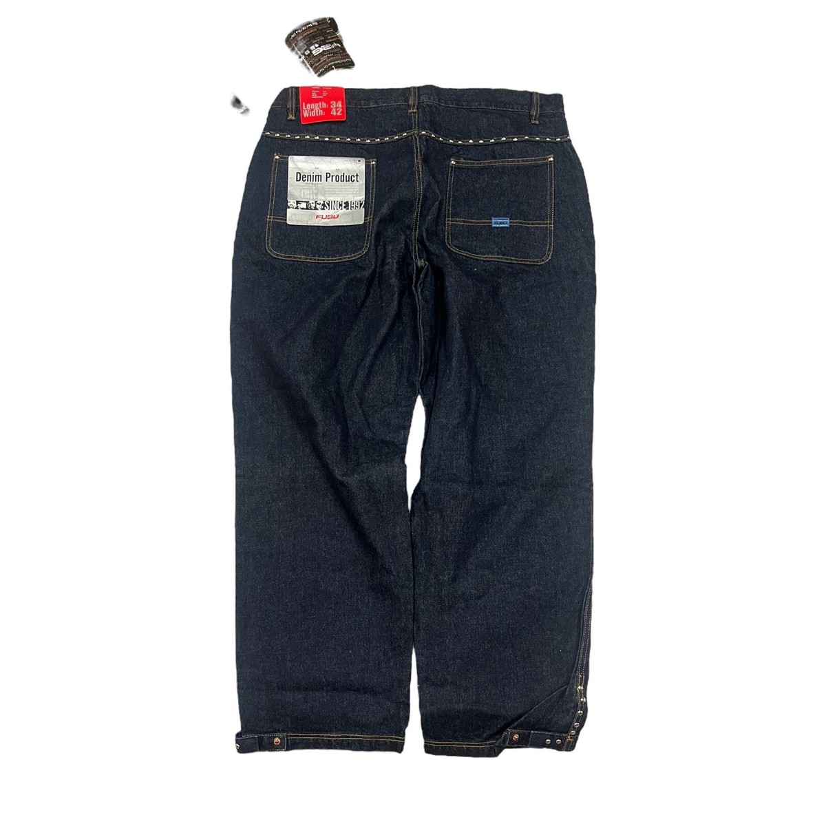 Vintage Y2K Style Fubu Platinum Studded Jeans Blue Deadstock Rare 