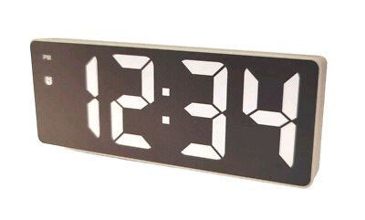 Digital LED Mirror Display Alarm Clock GH0712L Black & White 