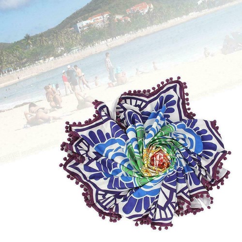 Round Boho Bohemian Mandala Beach Towel Picnic Blanket Tapestry Yoga Mat OZ - Picture 6 of 12