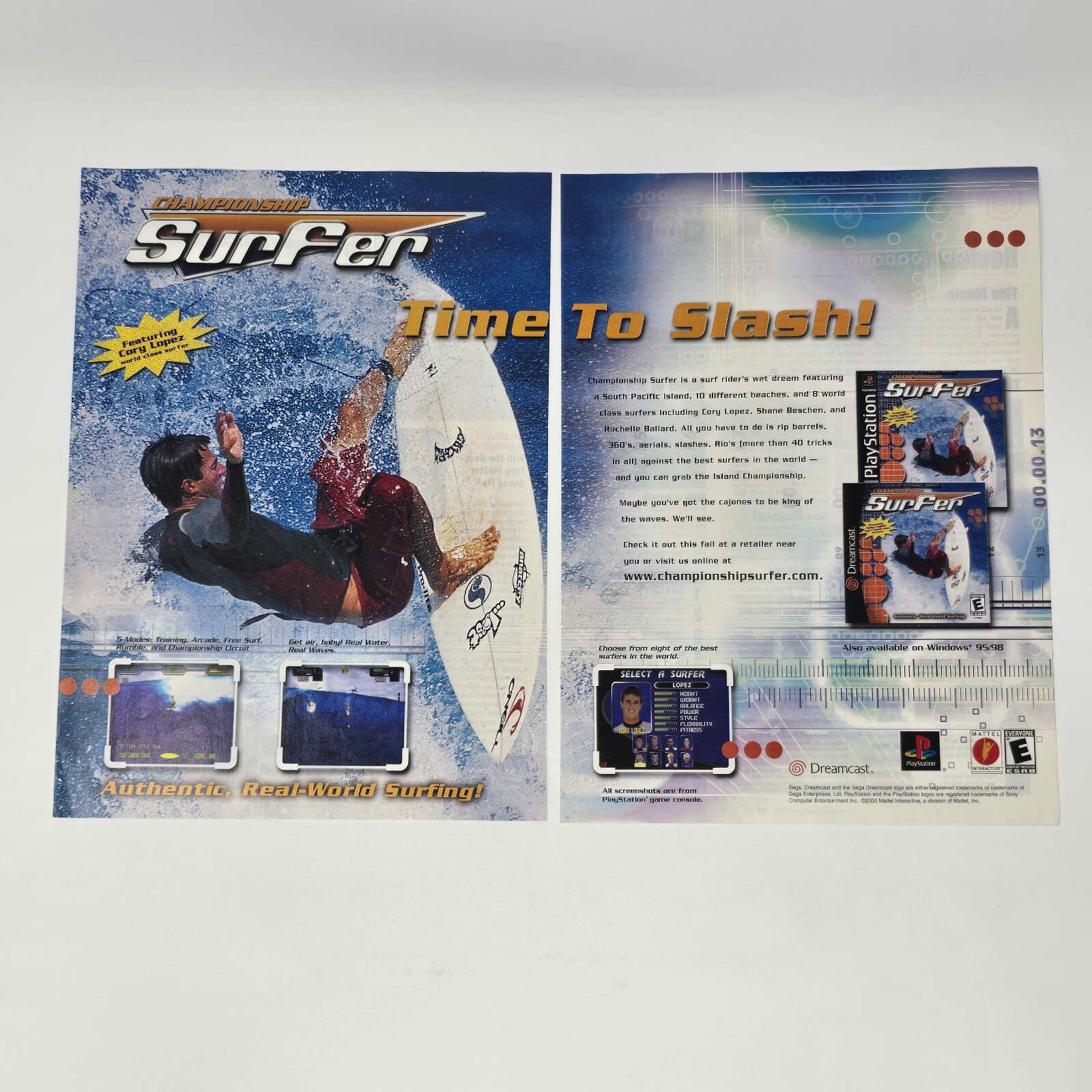 Championship Surfer Sega Dreamcast Sony PS1 Slash Print anuncio/póster arte promocional