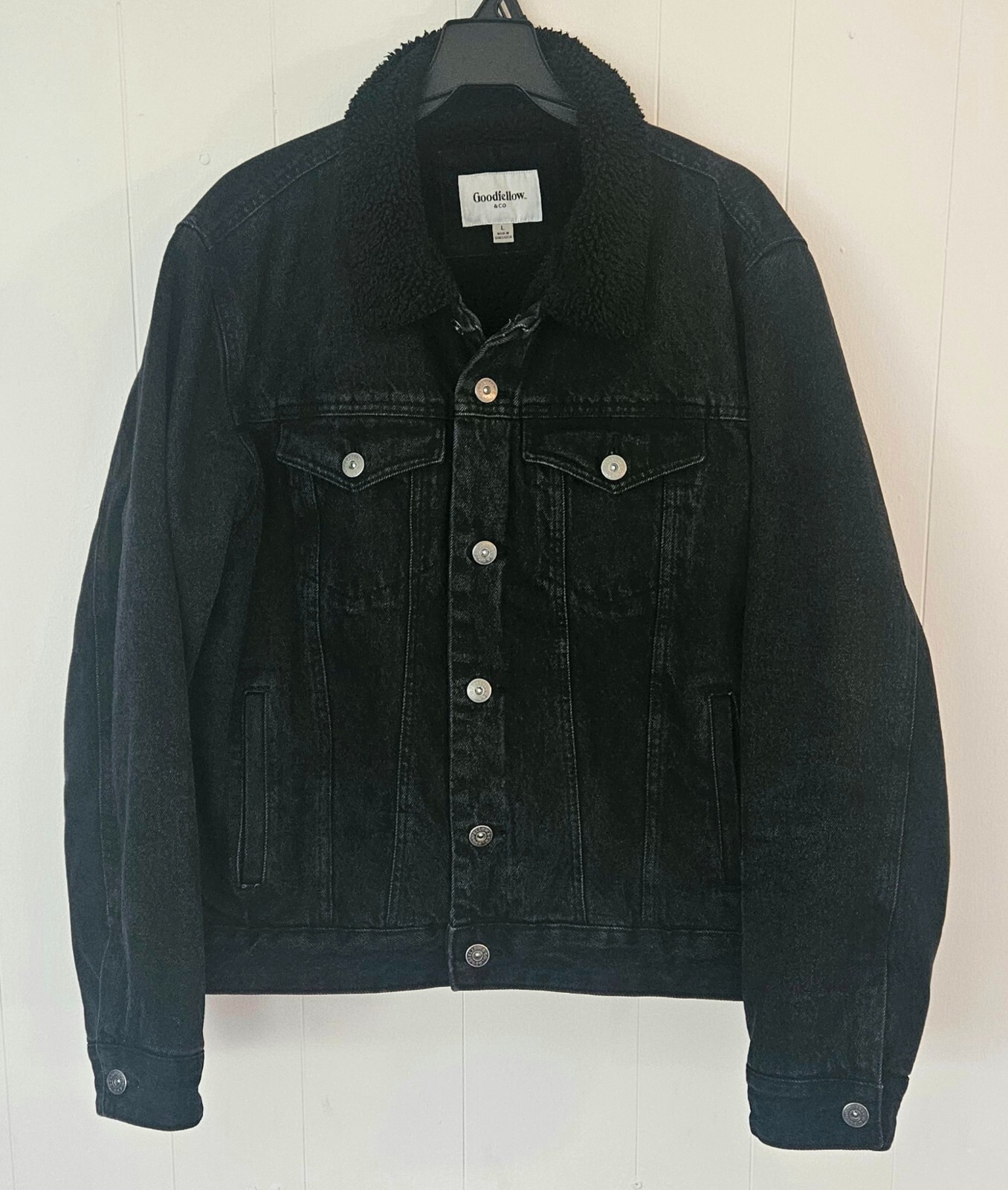 Goodfellow & Co Mens Black Western Denim Jacket Size Large Outdoor Style