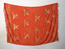 Sarong Orange Sea Turtle Pareo Bali Fringed Rayon Dress Skirt Beach Cover Wrap