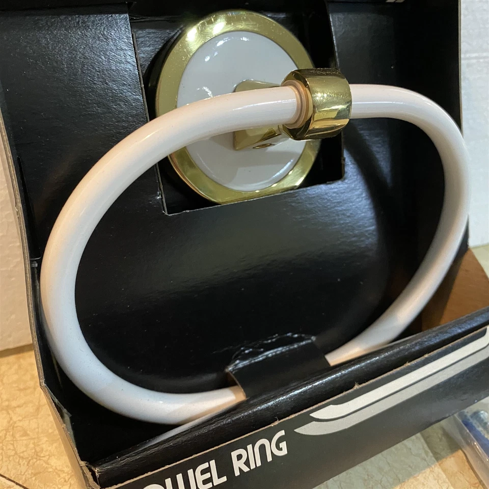 Anillo Toalla Franklin Latón Americana III Latón Sólido y Cerámica Blanca Hecho en EE. UU. Foto 4 de 4