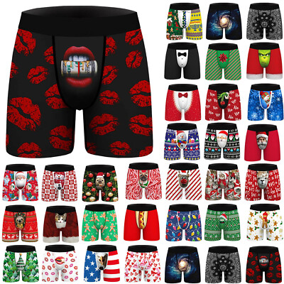 Mens Christmas Boxers Shorts Funny Novelty Boxer Briefs Panties Xmas Underwears | eBay