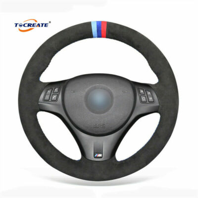 DIY Black Car Steering Wheel Cover Wrap for BMW E81 E82 E87 E88 M3 E90 #D005