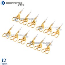 12 Stork Sewing Embroidery Scissor 3.5", Gold Plated New