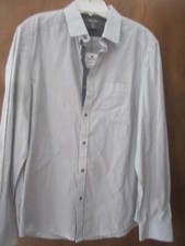 Kenneth Cole Reaction Button Dress Shirt Men's Medium Striped Black Combo NWT