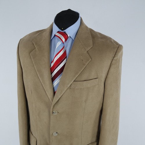 Mens Faux Suede Blazer 42R UK Size Beige Sport Coat Vintage Jacket - Picture 10 of 14