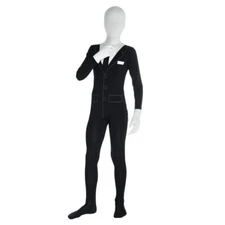 Kids Slenderman Morphsuit Boys Girls Scary Halloween Costume Zentai Bodysuit