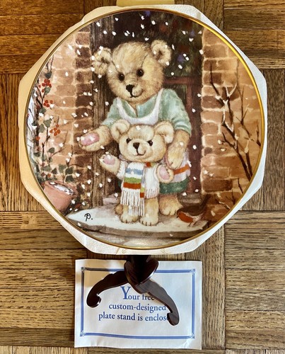 Franklin neuwertiges Tellerset ~ Teddybär Winter Weihnachten Zeit Thema ~ 7 Teller Set - Bild 2 von 10