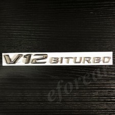 Metal Chrome V12 Biturbo Car Fender Side Emblem Badge Decal Stickers V8 E S G