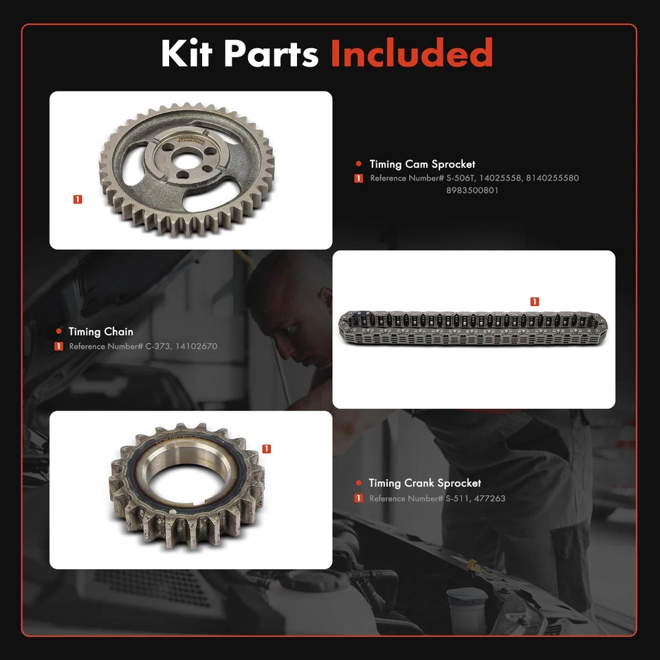 3x New Engine Timing Chain Kit for Jeep Wagoneer Chevrolet Camaro GMC Olds Buick - Image 2 of 4