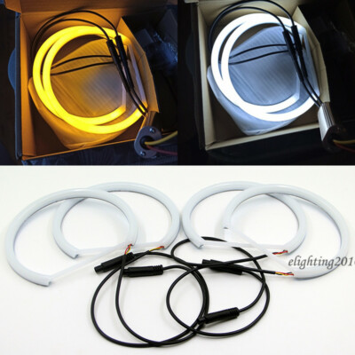For BMW E46/E36/E38/E39 LED Angel Eyes Halo Ring Headlight Switchback DRL 131MM