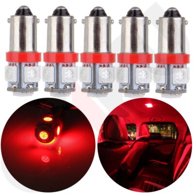 5Pcs Red T11 BA9S 5SMD LED H6W T4W Map Reading Light Bulb Lamps For Porsche/Audi