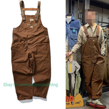Mens Overalls Casual Loose Suspender Pants Workwear Cotton Long Trousers Vintage