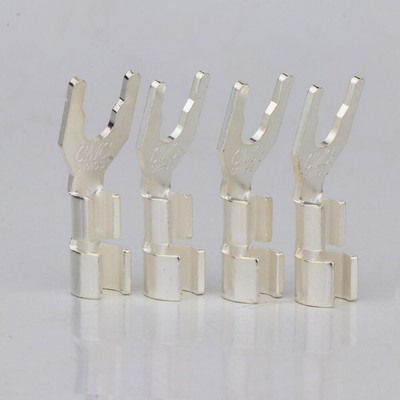4Pcs CMC Pure Copper Silver/Gold Plated Y Spade Jack Speaker Cable Connectors