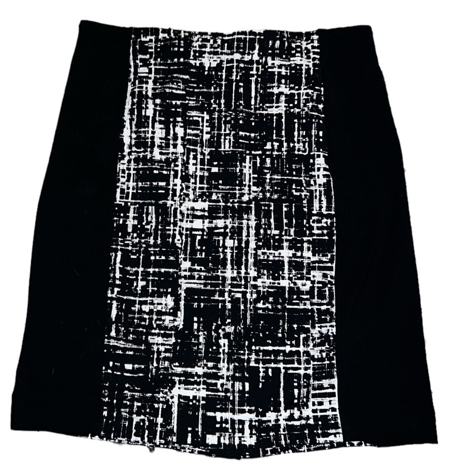 Cynthia Rowley Black and White Abstract Panel Pencil Skirt SZ L