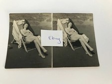 Attractive Women Relaxing Beach Deck Chair Double Photography 